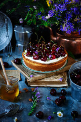 cream cheese frosting cherry cake. natural light