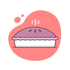 Hot pie icon vector illustration in monoline / line art style