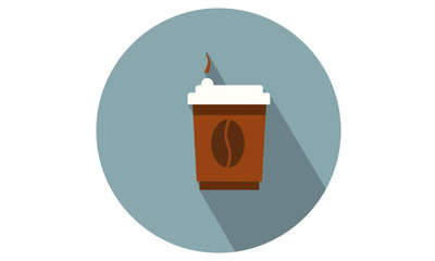 Coffee disposable cup with steam vector illustration flat icon