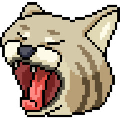 Fototapeta premium vector pixel art cat yawn
