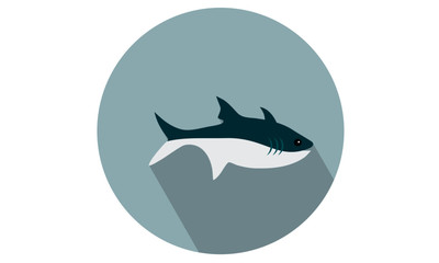 Blue Fish / Shark Vector Illustration Flat Icon