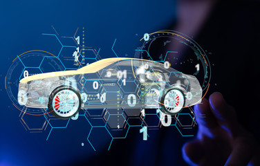 digital car technology smart in virtuel room