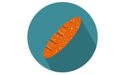 Loaf of Bread Vector Illustration Flat Icon with circle and shadow