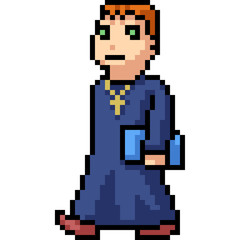 Obraz premium vector pixel art teenager priest