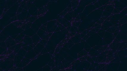 Abstract dark background. Plexus. Purple dots and lines.