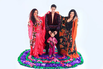 Gypsy ensemble of song and dance.isolated on white