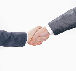 closeup.the handshake business partners. isolated on a white