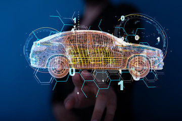digital car technology smart in virtuel room