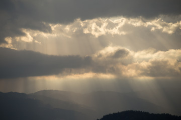 light diffusion through the clouds in spring morning