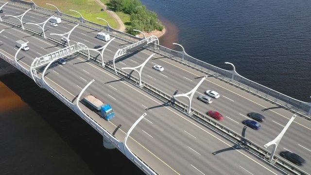 Aerial Drone Shot Western High-Speed Diameter, Gulf of Finland in Saint Petersburg, Russia