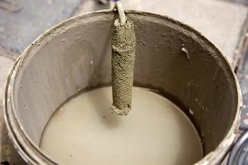 Set of outdoor tool paint dark  color with roller