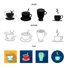 Isolated object of cup and coffe logo. Set of cup and top stock vector illustration.