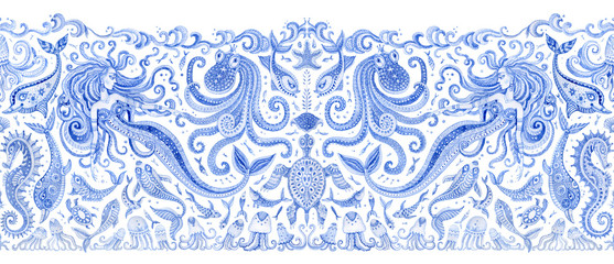 mermaid 2 border baroq cont on black work not expand © L. Kramer