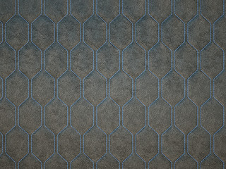 Leather stitched with blue hexagon or honecomb grey texture