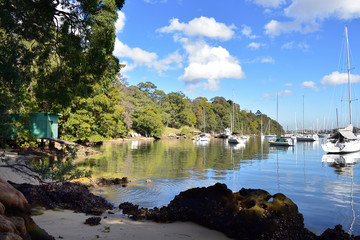Waterside with boats and sky