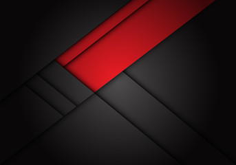 Abstract red label overlap on dark grey metallic design modern futuristic background vector illustration.
