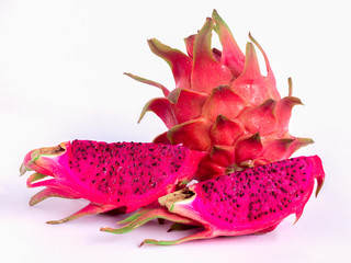 dragon fruit or pitaya on white background, isolated