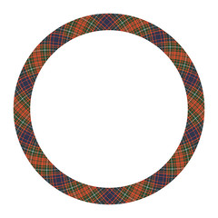Circle borders and frames vector. Round border pattern geometric vintage frame design. Scottish tartan plaid fabric texture. Template for gift card, collage, scrapbook or photo album and portrait..