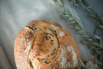 Bread lies on the table