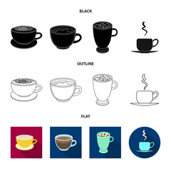 Vector design of cup and coffe logo. Collection of cup and top stock symbol for web.