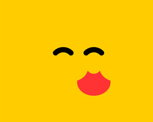 Emoji smile icon vector symbol on yellow background. Smiley face cartoon character wallpaper.