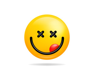 Emoji smile icon vector symbol. Smiley face yellow cartoon character.