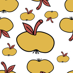 Abstract seamless pattern with apples. Fruit background. Vector illustration. 