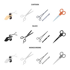 Vector design of scissor and craft logo. Collection of scissor and open stock vector illustration.