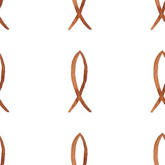 Brown Tribal geometric abstract seamless pattern on white background. Print for fabric, textile, wrapping paper, wallpaper, cards, invitations and design