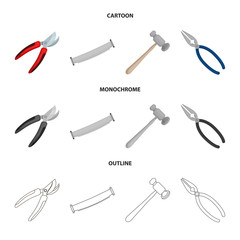 Vector illustration of tool and construction logo. Collection of tool and carpentry stock symbol for web.