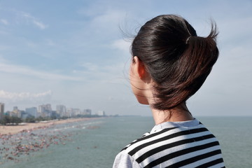 young woman in the beach in Vietnam