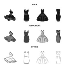 Obraz premium Vector design of dress and clothes logo. Collection of dress and evening stock symbol for web.