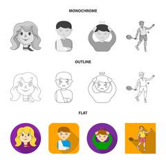 Vector illustration of girl and boy symbol. Set of girl and school stock symbol for web.