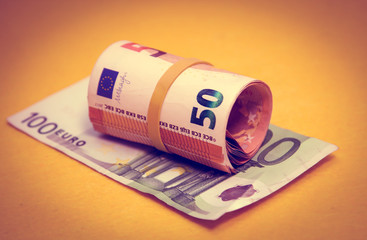 Geld, Währung, Noten, Banknoten gerollt