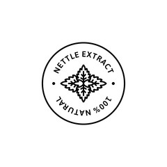 Nettle Flower herbal organic badge and icon in trend linear style - Vector Logo Emblem of Nettle