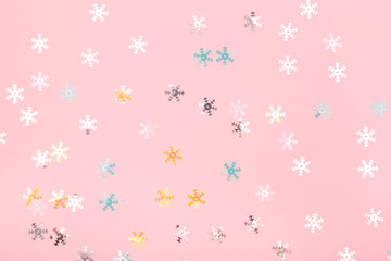 Creamy background with delicate holographic snowflakes. Perfect backdrop for your design.