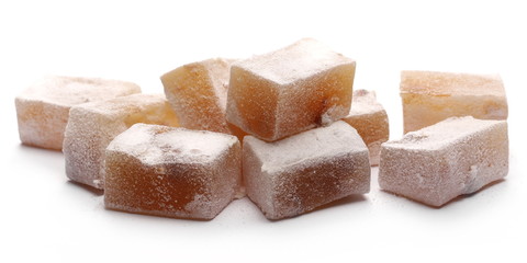 Turkish delight with walnut isolated on white background
