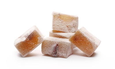Turkish delight with walnut isolated on white background