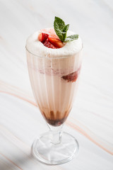 milkshake with strawberries and chocolate