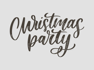 Christmas party poster template. Hand written lettering, sparkling typography.