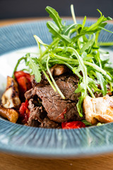 salad with beef and roasted vegetables