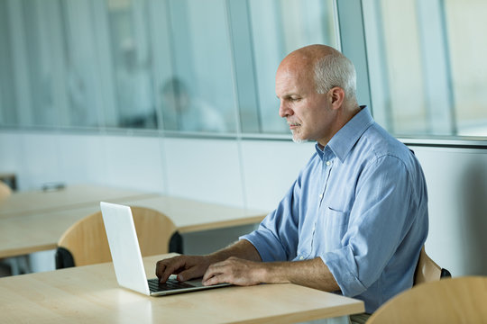 Mature businessman working on laptop - Powered by Adobe
