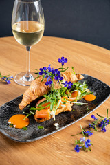 croissant with salmon and cream cheese