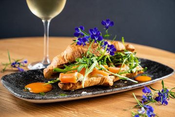 croissant with salmon and cream cheese