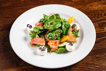 caesar salad with salmon fish