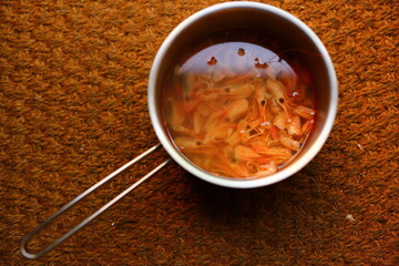 Steamed shrimps /prawns on a plate