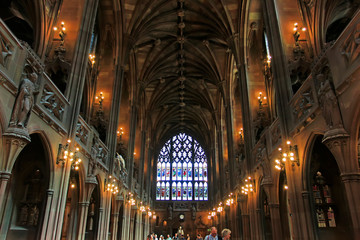 the third floor Hall of John Rylands Library, Manchester, England.