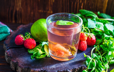 strawberry compote with mint and lime