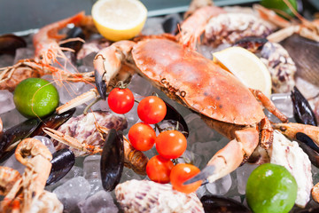 cooking seafood in a restaurant.
