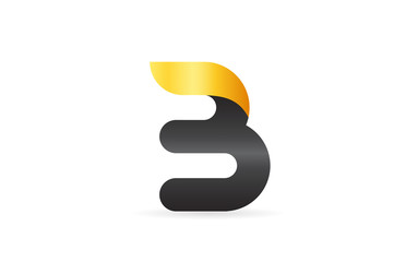 black yellow 3d B alphabet letter logo icon design sign